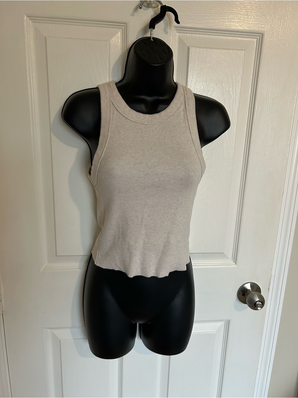 aerie Neutral Ribbed Tank Top - Light Beige